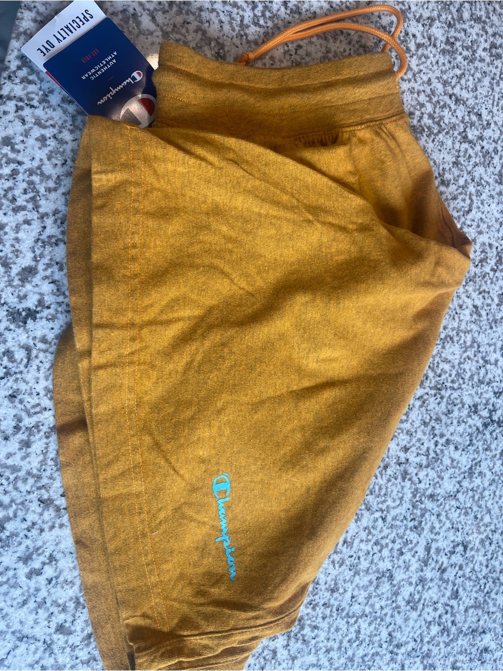 Champion Golden Yellow Hoodie with Blue Logo Tag